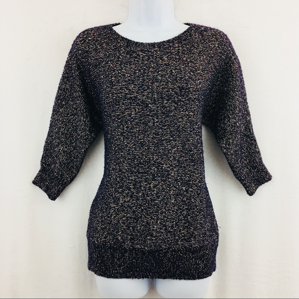 Limited Sweater Purple Gold 3/4 Sleeves Sz Medium